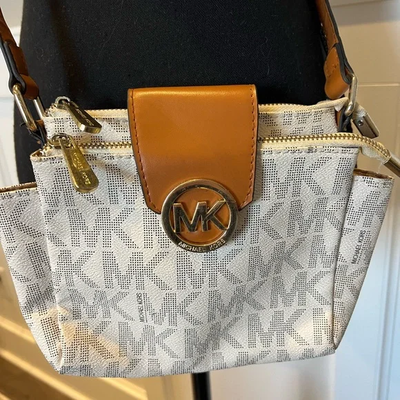 Michael Kors Tan and Cream Logo Crossbody Bag - Picture 2 of 3